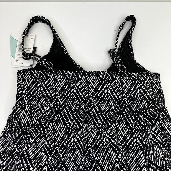 Swim Solutions Bow Front Swim dress black white - 8 - Picture 9 of 15